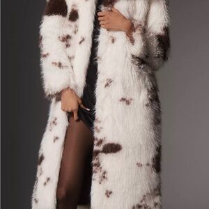 Viral NVLT Faux Fur Cow Print Coat